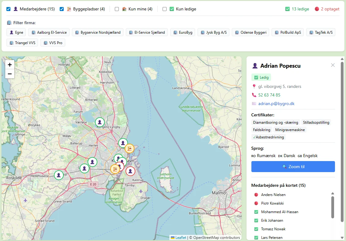 RegAI Medarbejderkatalog med kort